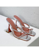 Amina Muaddi Glazed Crystal Sandals 9.5cm Silver 2021