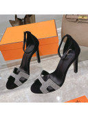 Hermes Premiere Crystal H Heel 10.5cm Sandals Black 2021 01