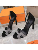 Hermes Premiere Crystal H Heel 10.5cm Sandals Black 2021 06