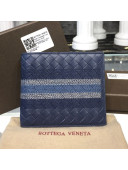 Bottega Veneta Men's Bi-Fold Embroidered Web Checker Wallet Blue