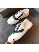Chanel White Fabric Sneaker with Green Lambskin Leather Trim 2019