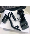 Balenciaga Square Ankle Strap Sandal in Black Calfskin 2020