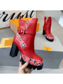 Louis Vuitton Star Trail Crafty and Calfskin Short Boots Red 202002