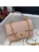 Chanel Grained Calfskin Mini Flap Bag with Top Handle AS2431 Light Pink 2021