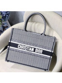 Dior Small Book Tote Bag in Houndstooth Embroidered Canvas 2019