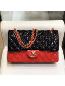 Chanel Quilted Patent Calfskin Medium Classic Flap Bag  A01112 Black/Red 2019