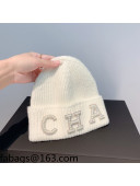 Chanel Pearl Knit Hat White 2021 11