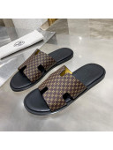 Hermes Men's Izmir H Printed Leather Flat Slide Sandals 4 Color 2021