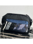 Prada Printed Technical Fabric Bandoleer Shoulder Bag 2VH038 Blue 2019
