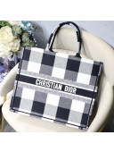 Dior Large Book Tote in Checked Canvas White 2019