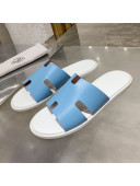 Hermes Men's Izmir Calfskin Flat Slide Sandals Light Blue 02 2021