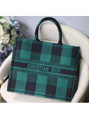 Dior Large Book Tote in Checked Canvas Green 2019