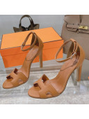 Hermes Premiere Grained Leather Heel 10.5cm Sandals Brown 2021 12