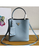 Prada Medium Saffiano Leather Panier Bucket Bag Light Blue 2021