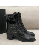 Chanel Quilted Leather Short Boots with Pouch Black 2020