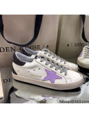 Golden Goose Super-Star Sneakers inWhite Leather with Lavender Star 2021