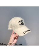 Chanel Logo Shearling Baseball Hat White 2021