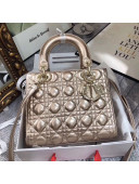 Dior Lady Dior Medium Bag in Cannage Metallic Leather Champagne/Gold 2019