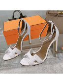 Hermes Premiere Grained Leather Heel 10.5cm Sandals White 2021 18