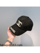 Chanel Logo Shearling Baseball Hat Black 2021