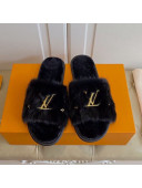 Louis Vuitton LV Embroidered Mink Fur Homey Mules Black 2020 (For Women and Men)