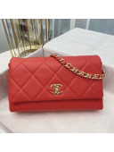 Chanel Quilted Lambskin Flap Bag AS2300 Coral Pink 2020 TOP
