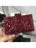 Dior Lady Dior Patent Cannage Calfskin Card Holder Burgundy 2019