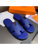 Hermes Men's Izmir Calfskin Flat Slide Sandals Royal Blue 13 2021