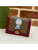 Doraemon x Gucci GG Canvas Card Case Wallet 647788 Beige/Red 2021