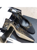 Chanel Slingbacks In Grosgrain & Tweed G31318 Black/Gold 2020