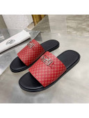 Hermes Men's Izmir H Print Calfskin Flat Slide Sandals Red 18 2021