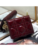 Dior Mini Lady Dior Wallet In Burgundy Patent Cannage Calfskin 2021