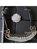 Chanel Calfskin Belt 20mm with Pearl and Chain Charm AA6799 Black 2020