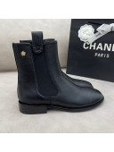 Chanel Camellia Calfskin Short Boots 405 Black 2020