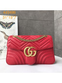 Gucci GG Marmont Medium Matelassé Shoulder Bag 443496 Red 2021