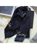Chanel Silk Twill Star Print Square Scarf 90x90 Navy Blue 2020