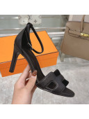 Hermes Premiere Grained Leather Heel 9cm Sandals Black 2021 31