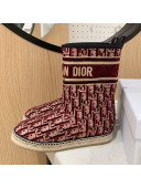 Dior Chez Moi Granville Short Slip-on Short Boots in Burgundy Oblique Embroidered Velvet 2020