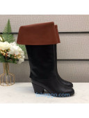 Chanel Calfskin Foldover Heel High Boots 65 mm G36719 Black/Brown 2020