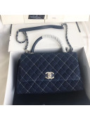 Chanel Quilted Denim Coco Handle Flap Top Handle Bag 28cm Blue 2019
