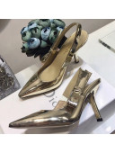 Dior Sweet-D 9.5cm High-Heeled Pump in Gold-tone Mirror Calfskin 2018