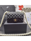 Chanel Quilted Lambskin Small Flap Bag with Pearl Chain A01116 Black 2021
