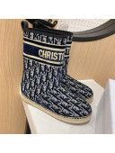 Dior Chez Moi Granville Short Slip-on Short Boots in Blue Oblique Embroidered Velvet 2020