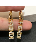 Fendi FF Logo Crystal Earrings Gold 2021 79