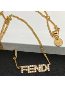 Fendi FF Logo Crystal Necklace Gold 2021 80