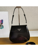 Prada Cleo Brushed Leather Shoulder Bag 1BD303 Black 2021