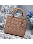 Dior Lady Dior Medium Bag in Ultra-Matte Cannage Calfskin Beige-Pink 2019