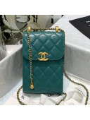 Chanel Calfskin Vertical Clutch with Adjustable Chain Strap AP2291 Green 2021