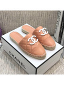 Chanel Quilted Lambskin Flat Espadrilles Light Pink 2021