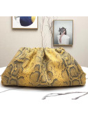 Bottega Veneta The Pouch Soft Oversize Clutch Bag in Python Leather Yelllow 2020